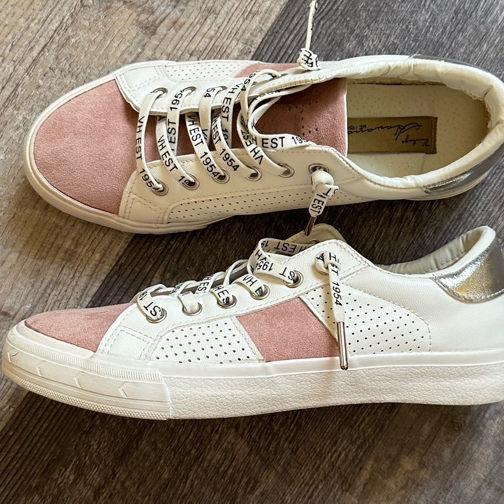 Women's Pink and White Sneakers